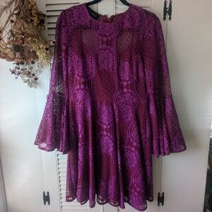 Donna Morgan Magenta Lace Dress